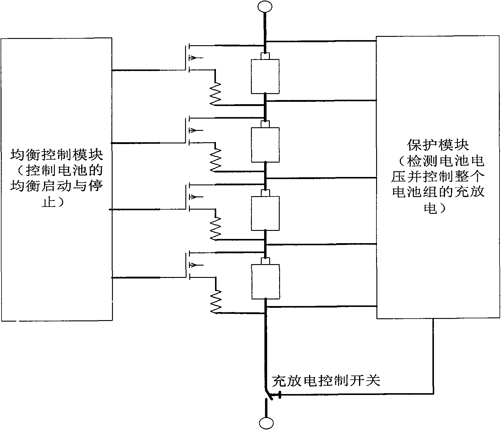 Lithium battery pack charge capacity equilibrium control method and protective device thereof