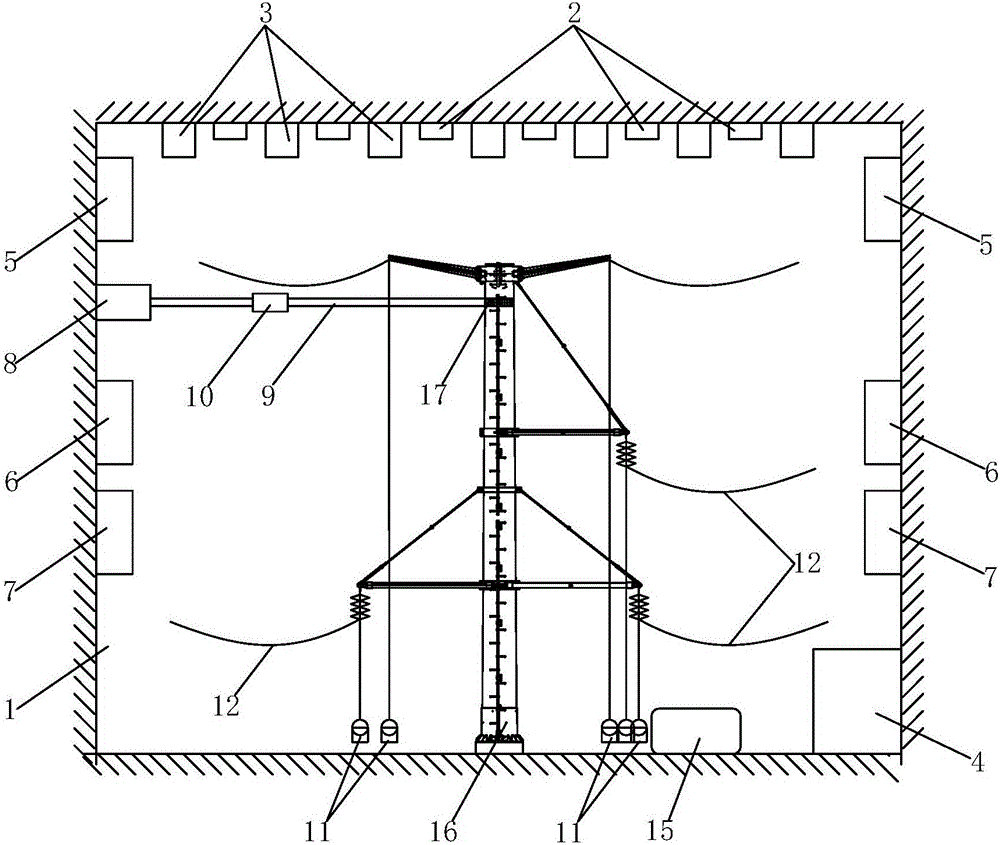 Multi-factor accelerated aging test device for composite poles