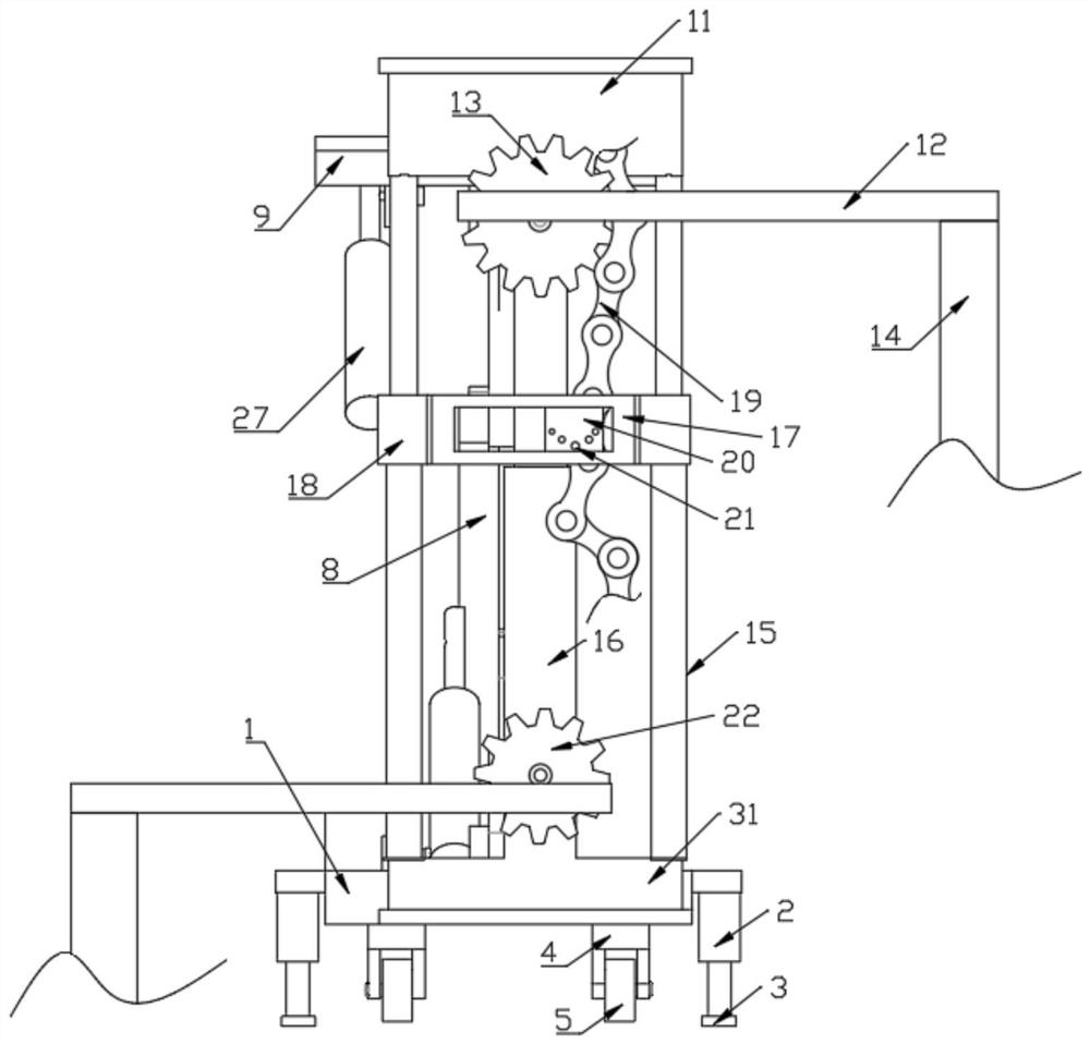 Building construction hydraulic climbing scaffold