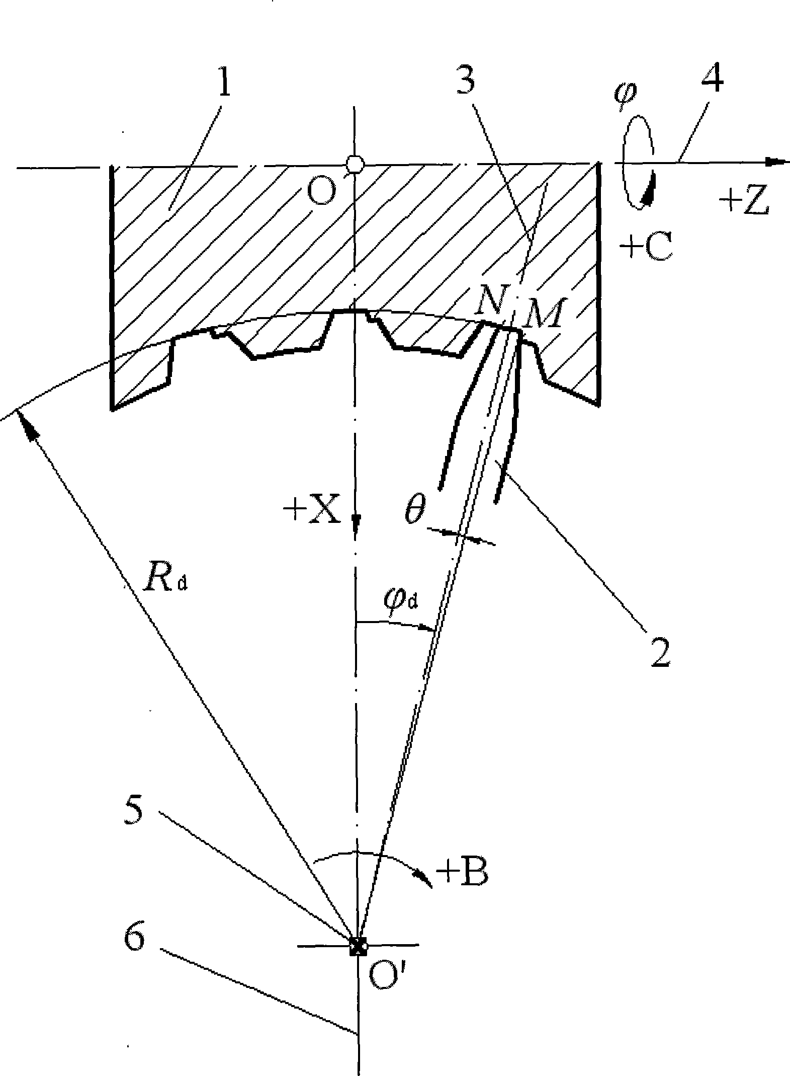 Rough machining method of helical surface of hourglass worm