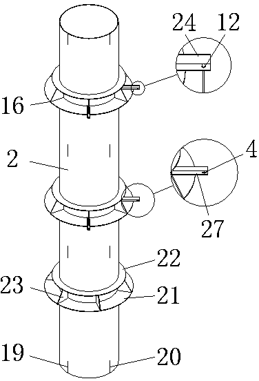 Construction method and structure for mounting reverse-construction steel pipe column in rotary drilled pile hole