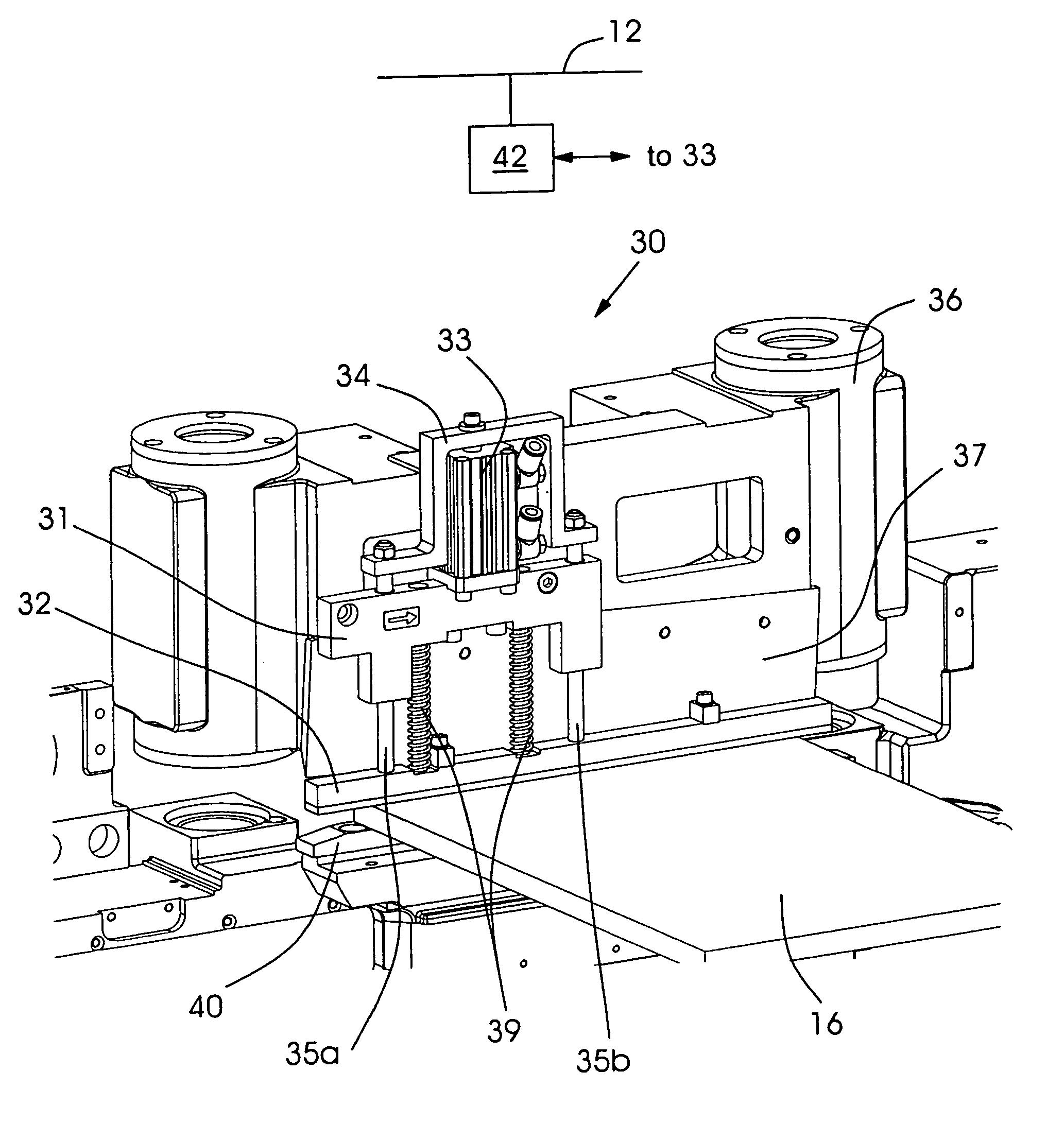 Device for three-sided cropping of products