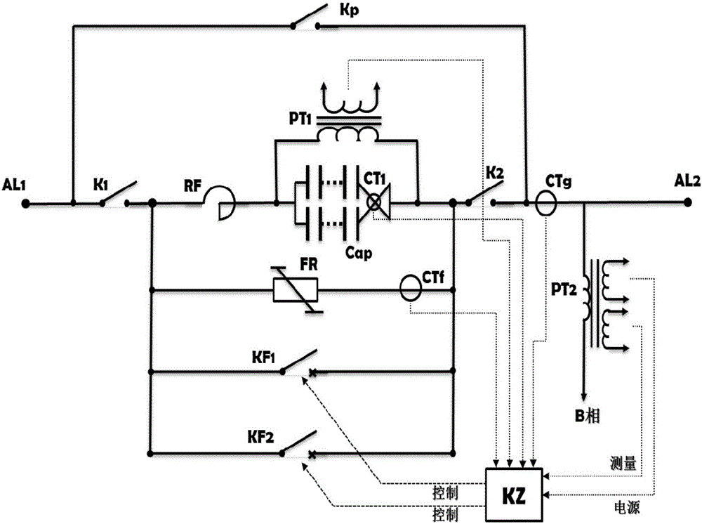 Reactive power series compensation device topological wiring used for high-voltage and medium-voltage distribution network