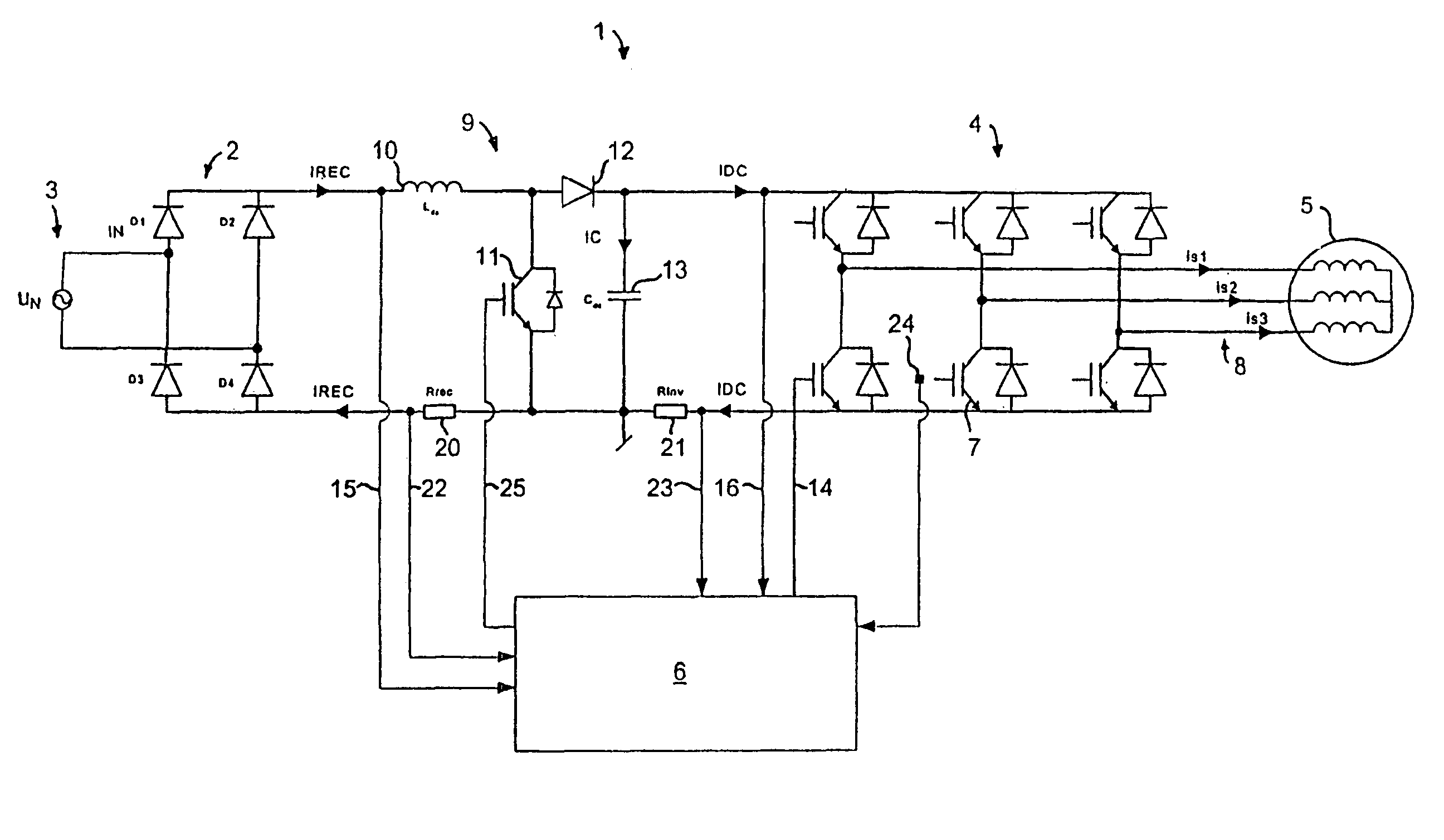 Frequency converter for different mains voltages