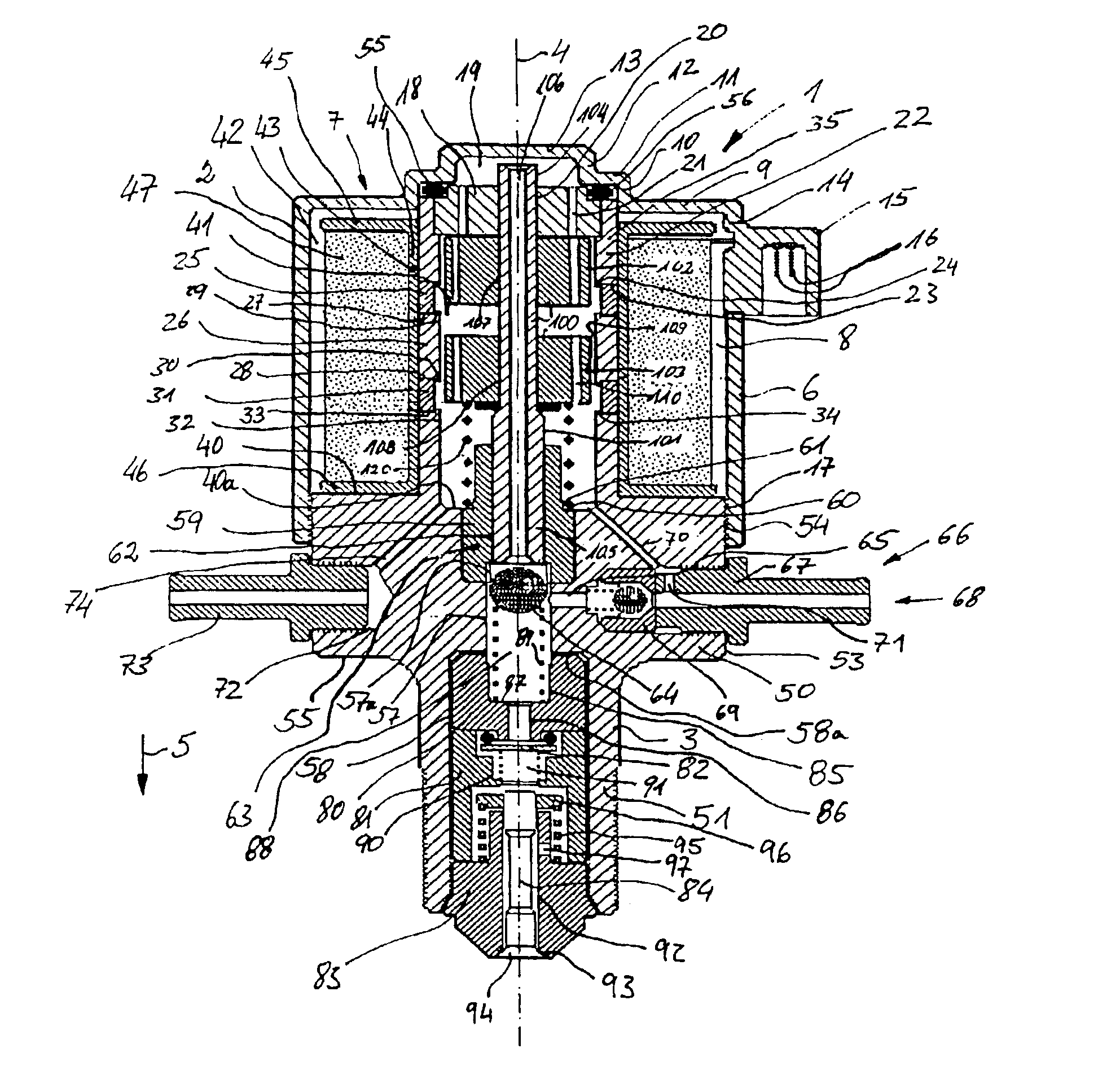 Device for delivering and/or spraying flowable media, especially fluids