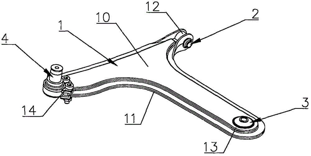 Carbon fiber composite McPherson suspension control arm and preparation method thereof