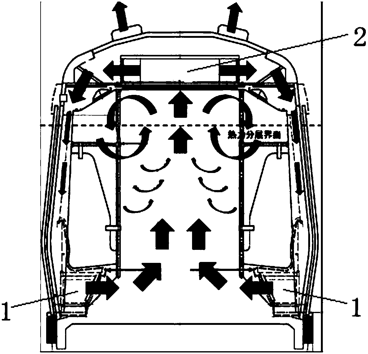 Subway compartment displacement ventilation device and control method