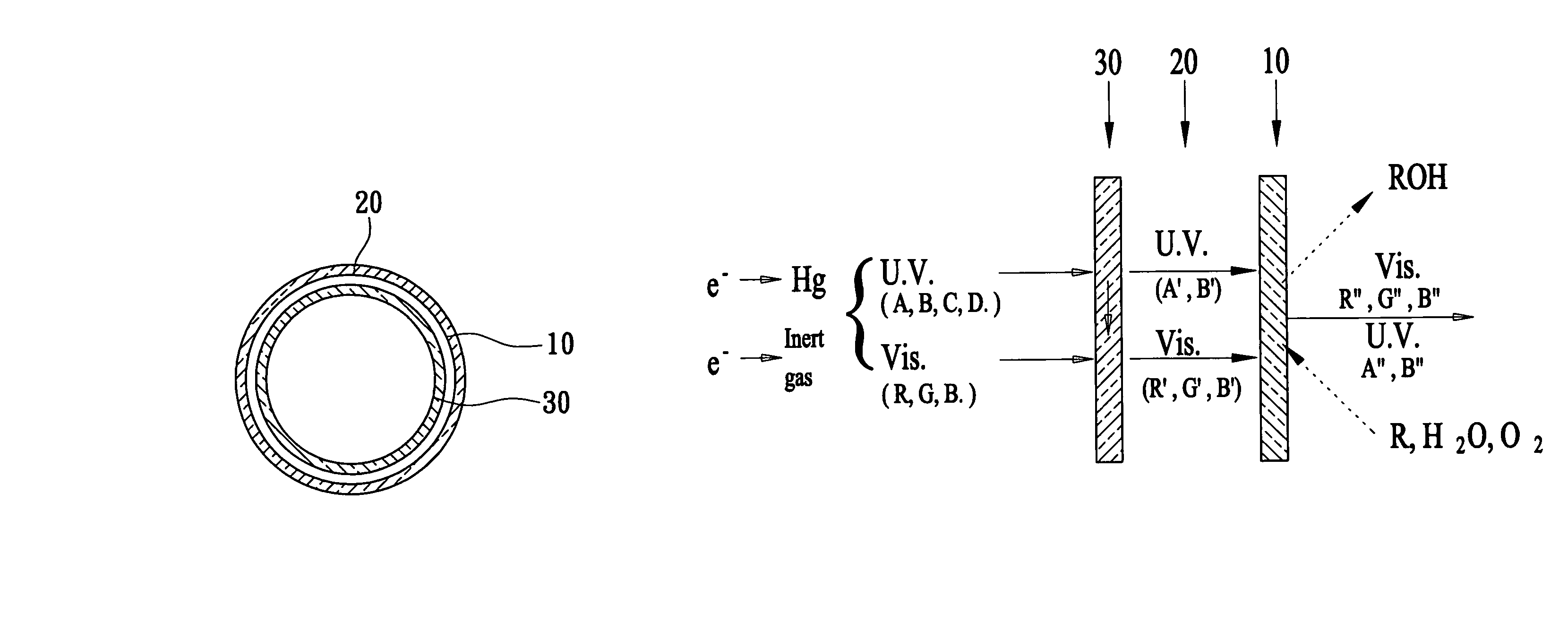 Photocatalytic fluorescent lamp provided with an anatase TiO<sub>2 </sub>coating film