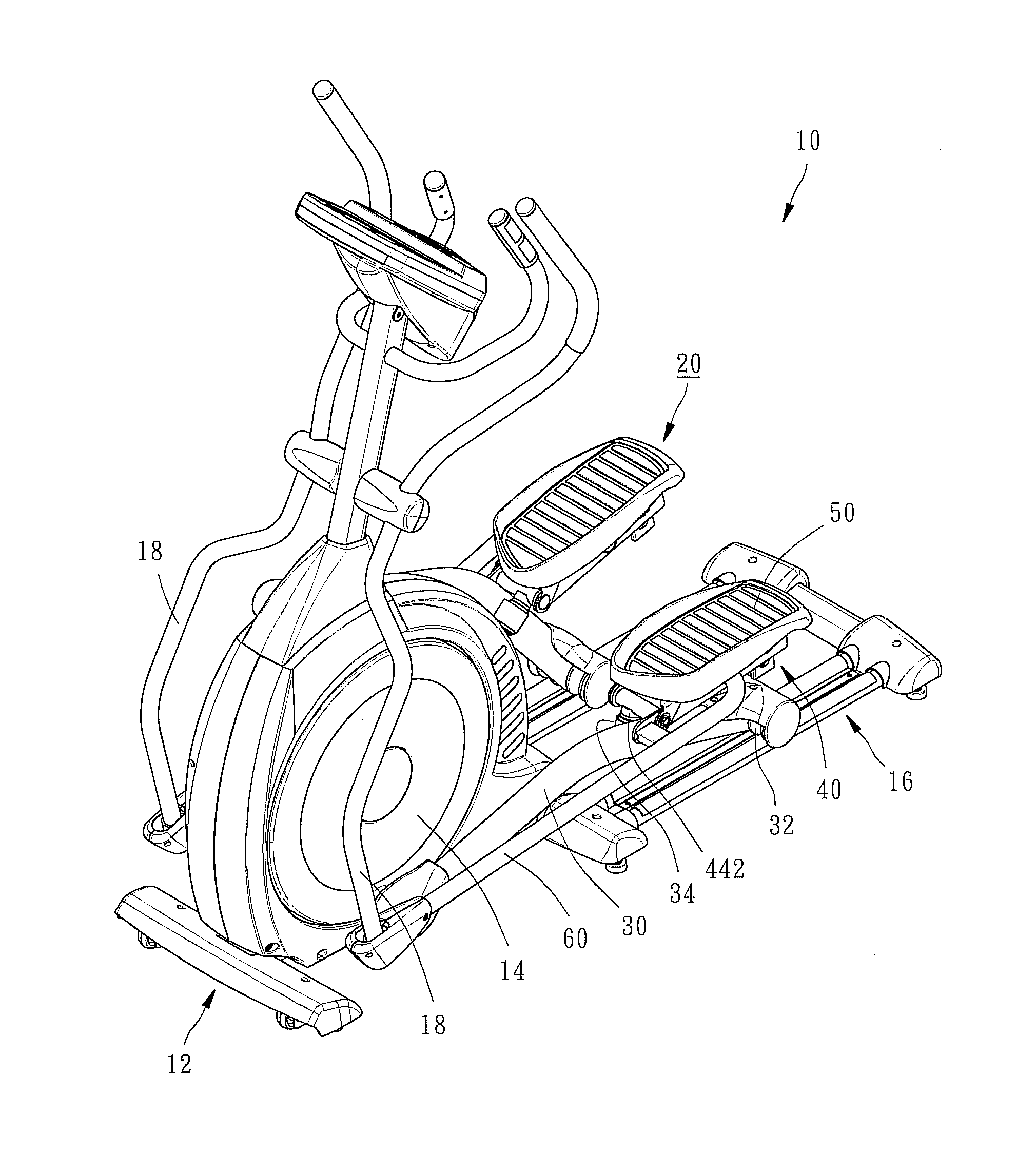 Pedal correction mechanism for elliptical trainer