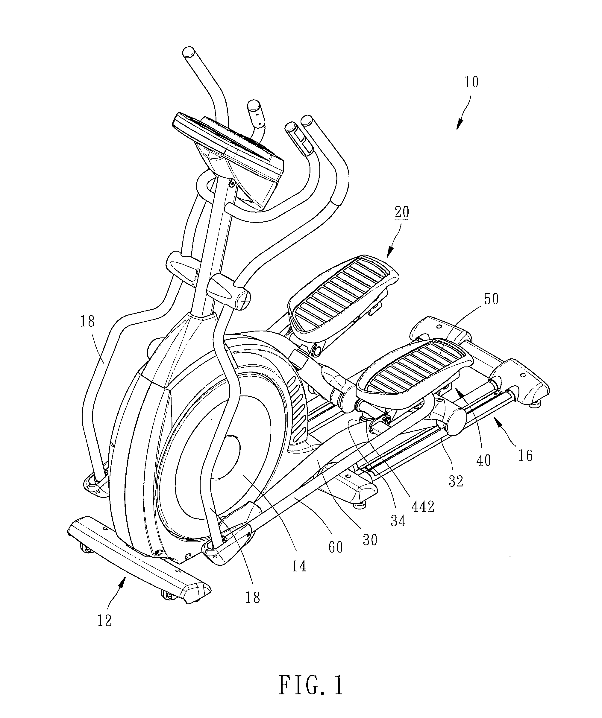 Pedal correction mechanism for elliptical trainer