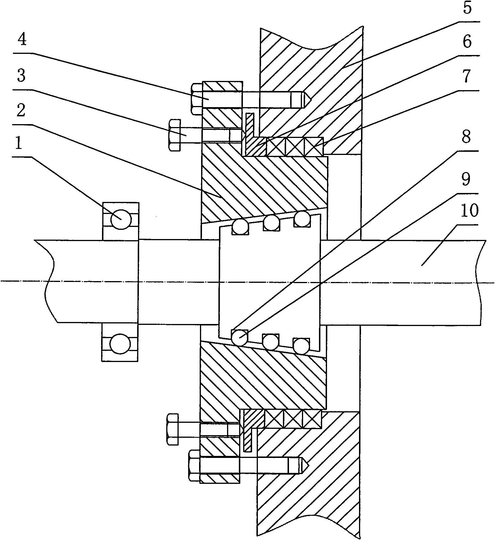 Dynamic seal structure of screw shaft of underwater pressure-bearing shell