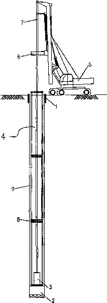 Construction method of drilling follow casting pile used for building or bridge foundation