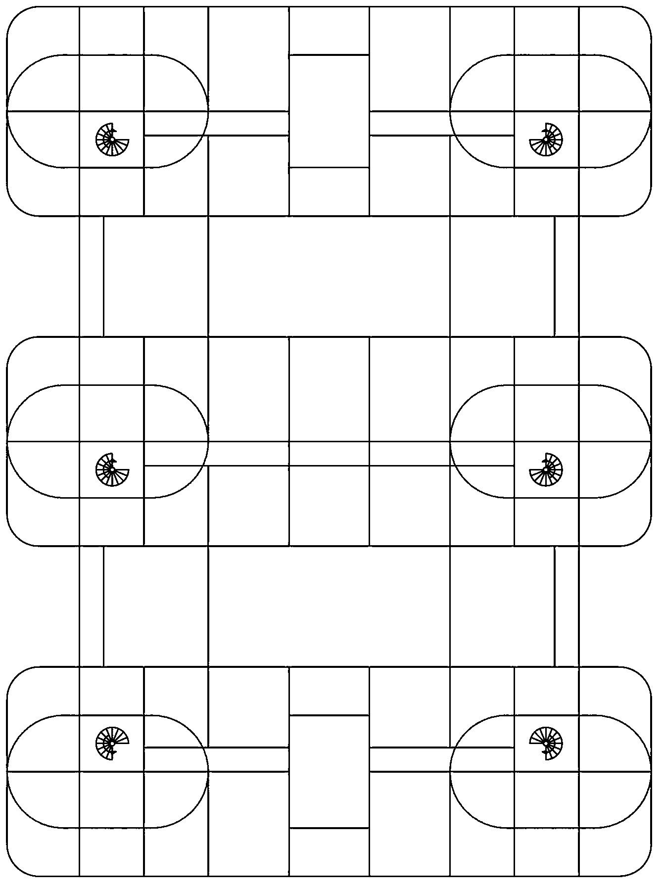 Semi-submersible platform with horizontally downward floating body