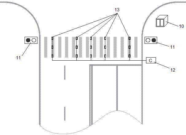 System and method for controlling ground-guidance type pedestrian street-crossing auxiliary signal