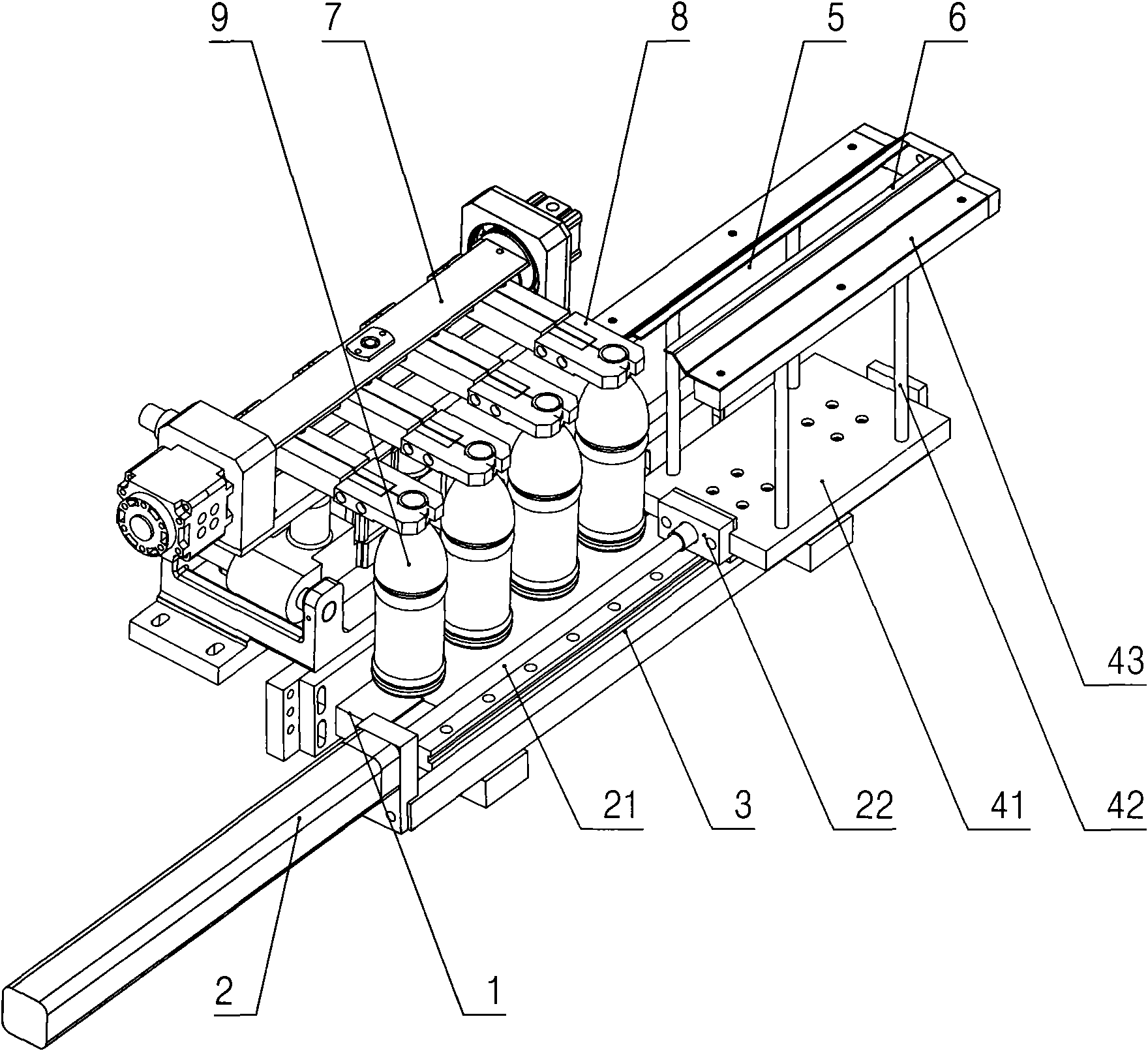 Bottle conveying device of bottle blowing machine