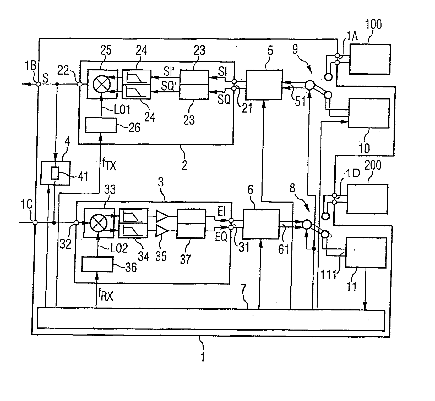 Transmission/reception arrangement and method for reducing nonlinearities in output signals from a transmission/reception arrangement