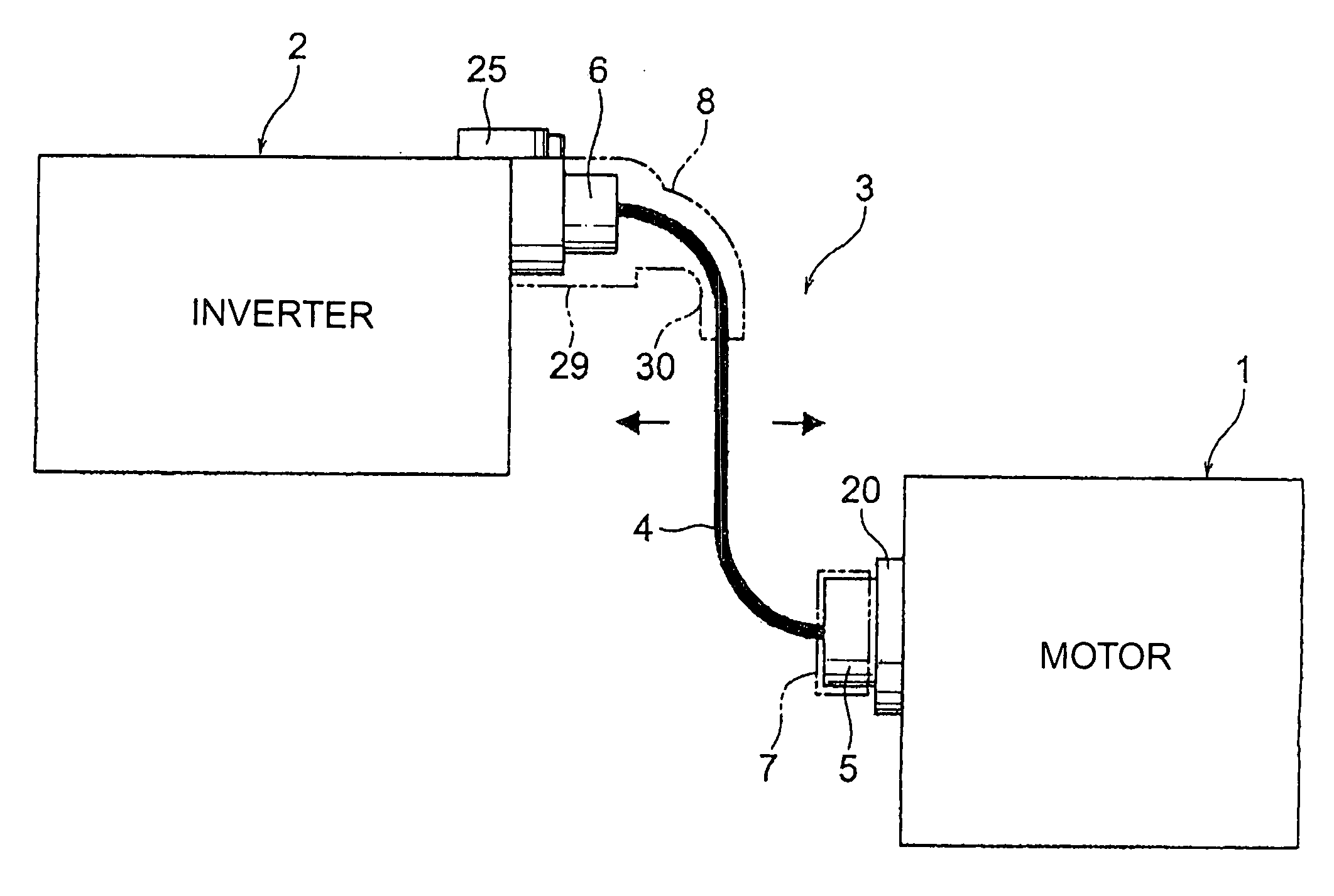 Motor cable device and resin component employed thereto