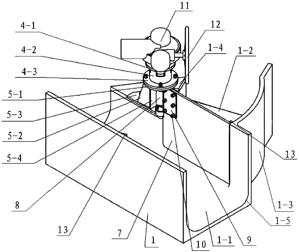 Swing type flow divider valve for sluiceway