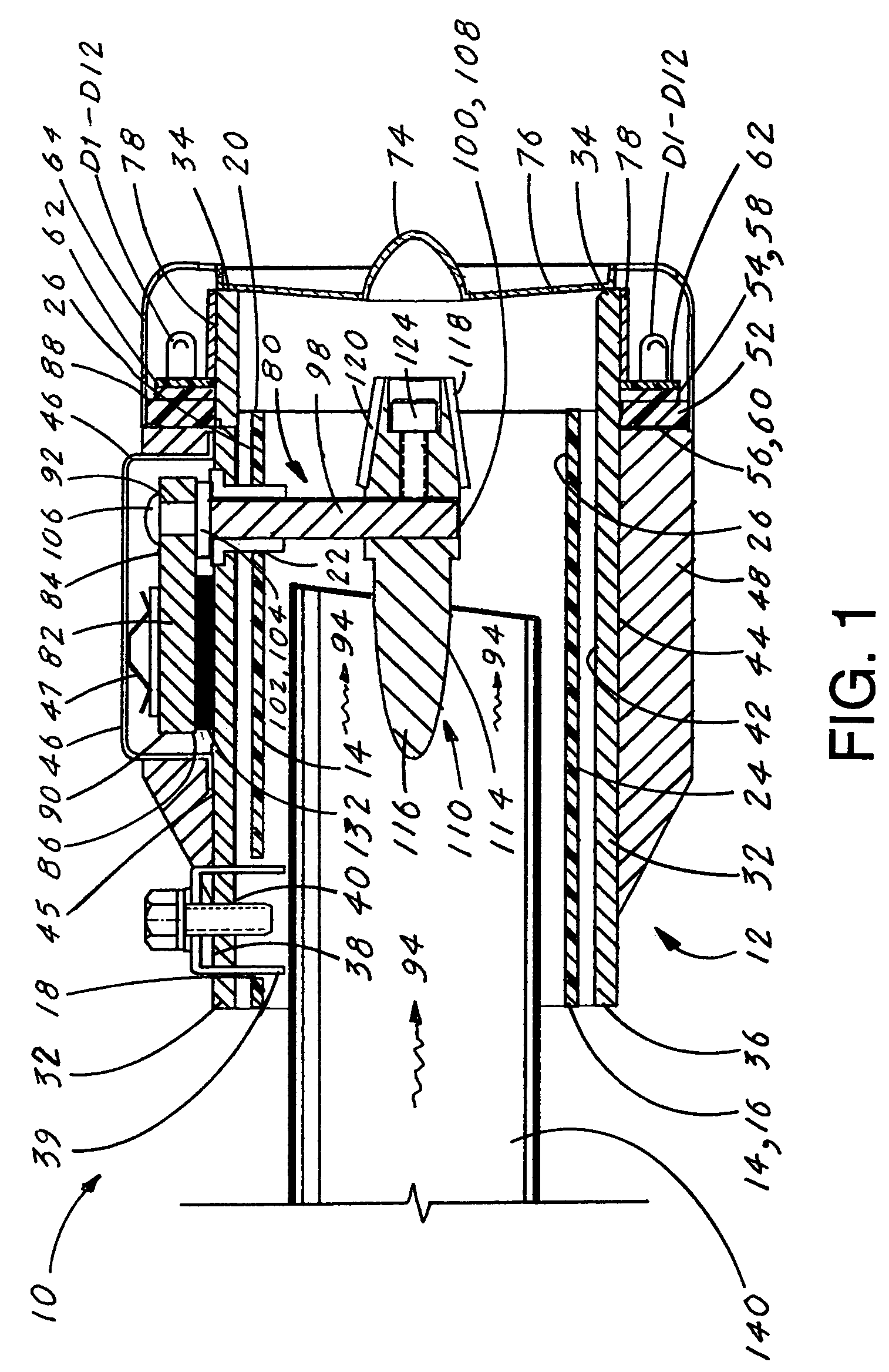 Self-powered, heat-activated LED vehicle exhaust tip assembly