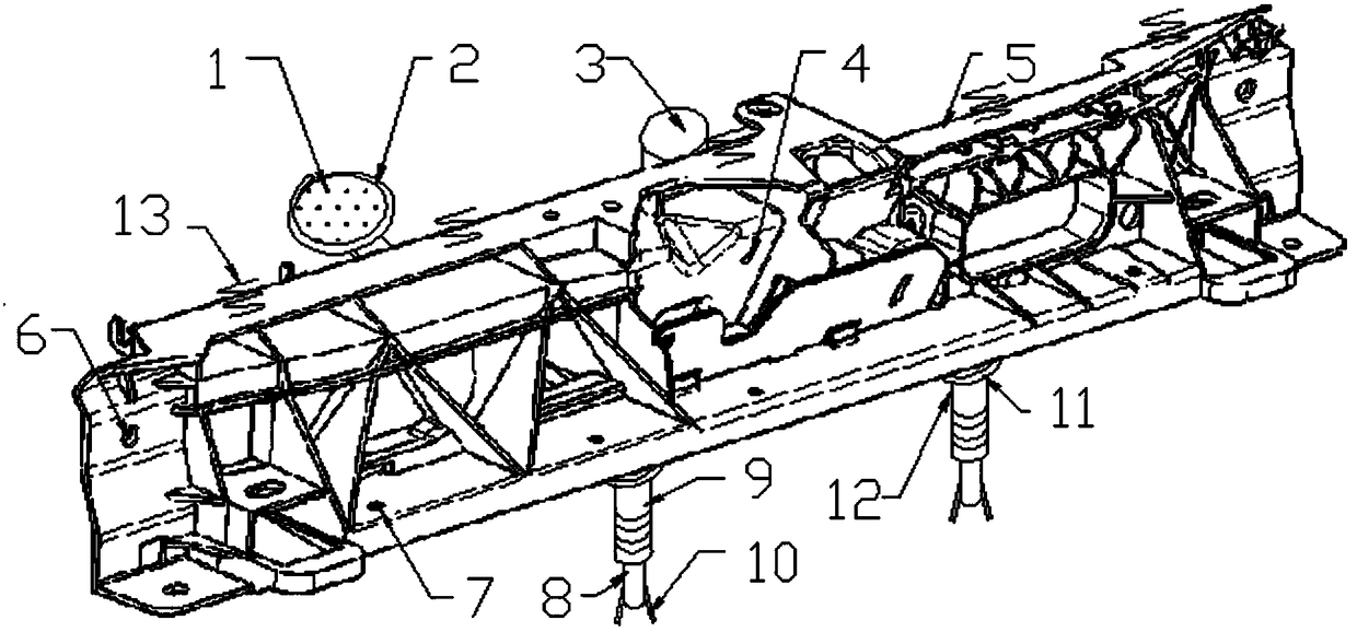 An upper beam of a passenger car water tank