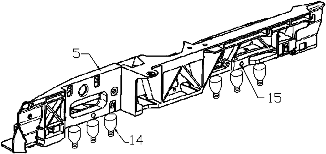 An upper beam of a passenger car water tank