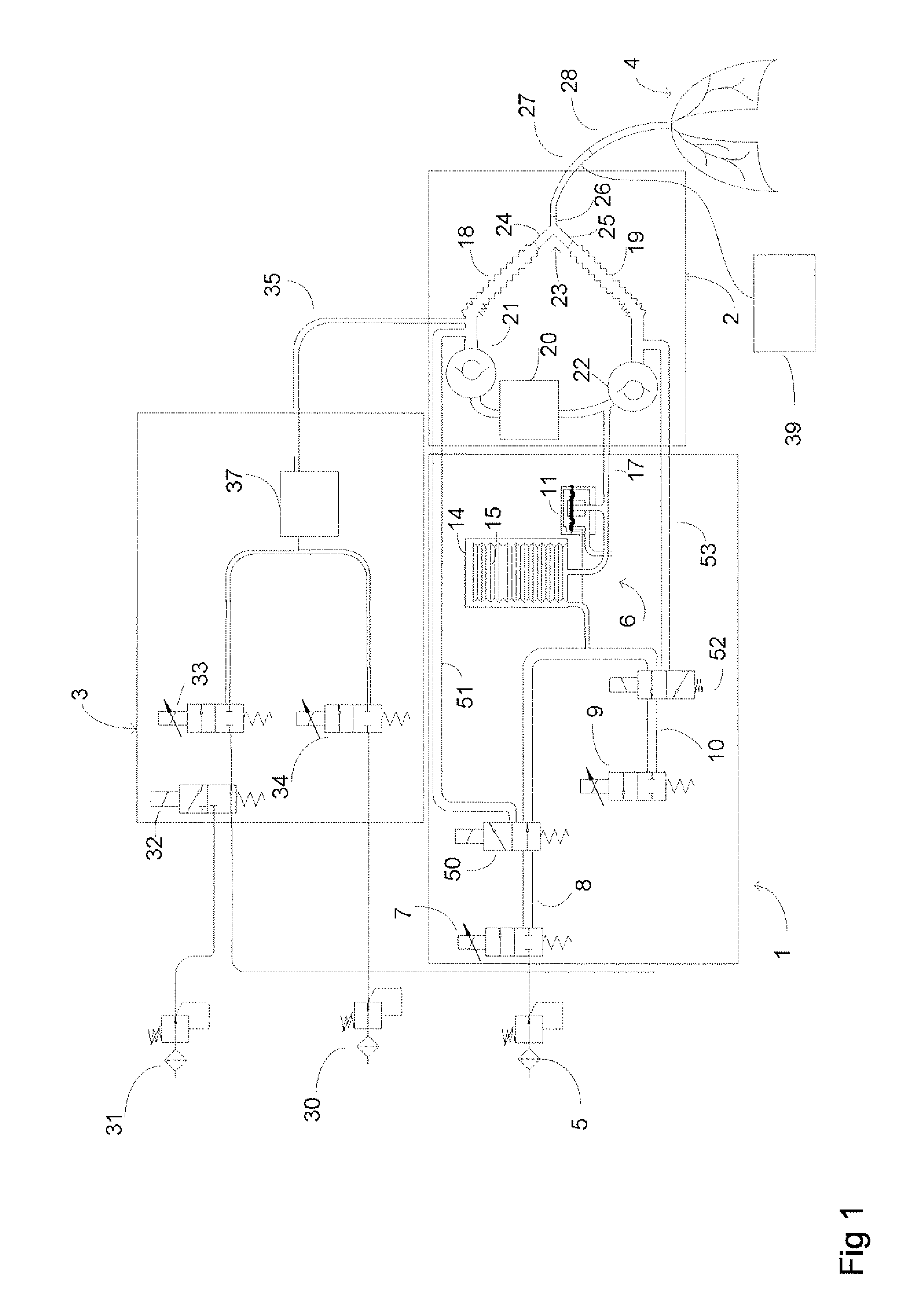 Arrangement and method for supplying breathing gas for respiration