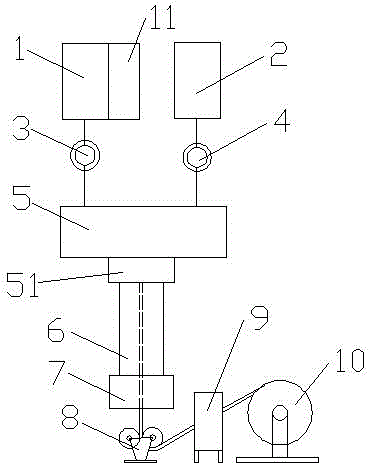 Production device of high-refractive index plastic optical fiber