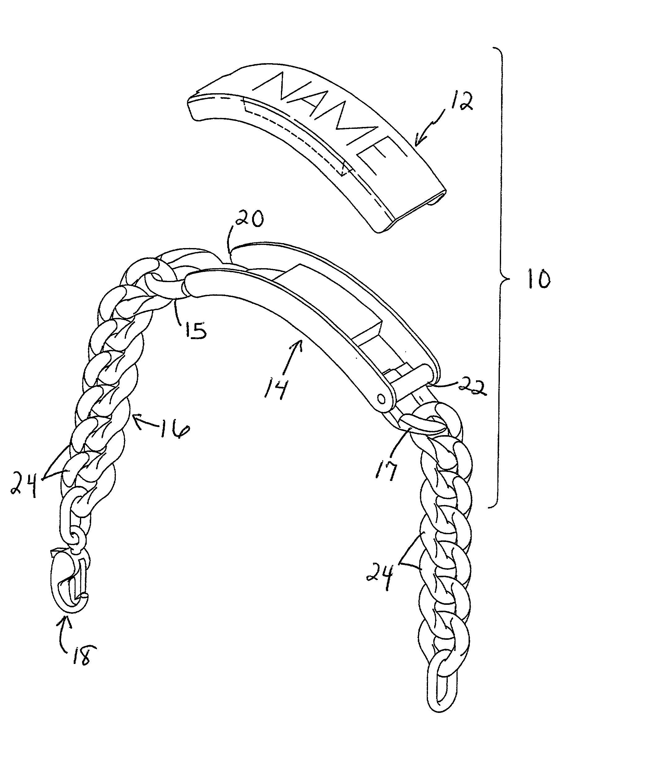 Article of jewelry with interchangeable plaque