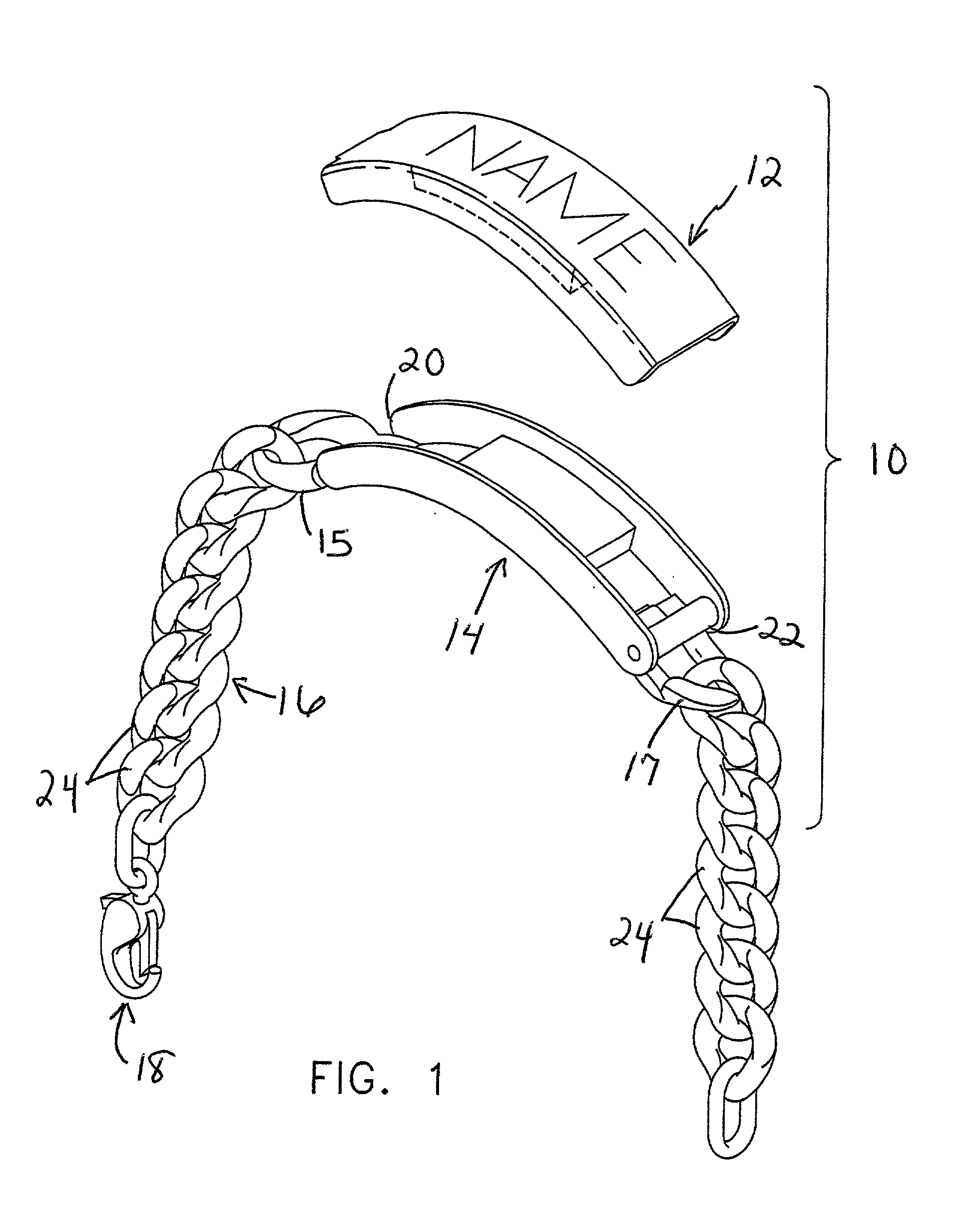 Article of jewelry with interchangeable plaque