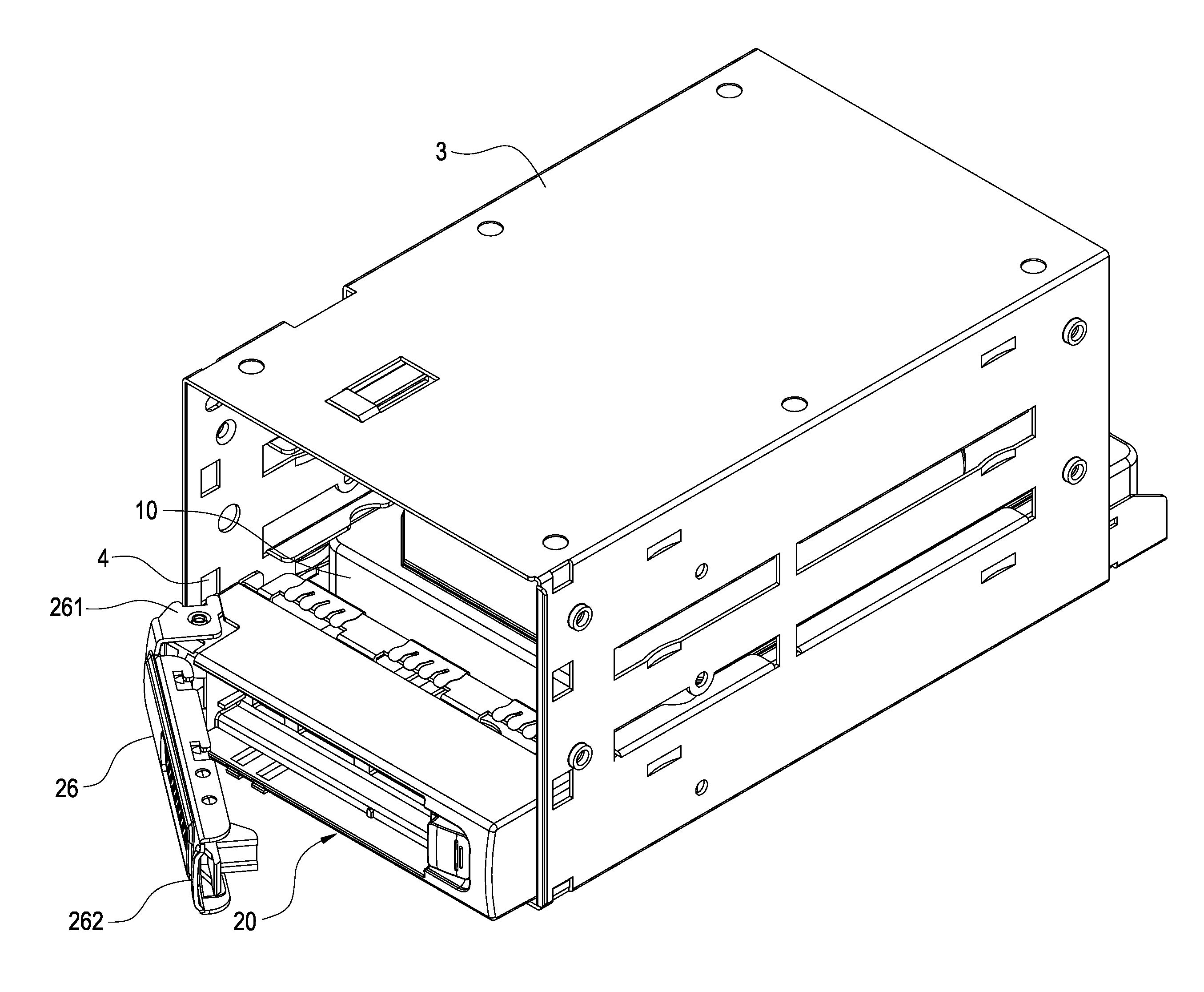 Positioning structure for removable hard drive