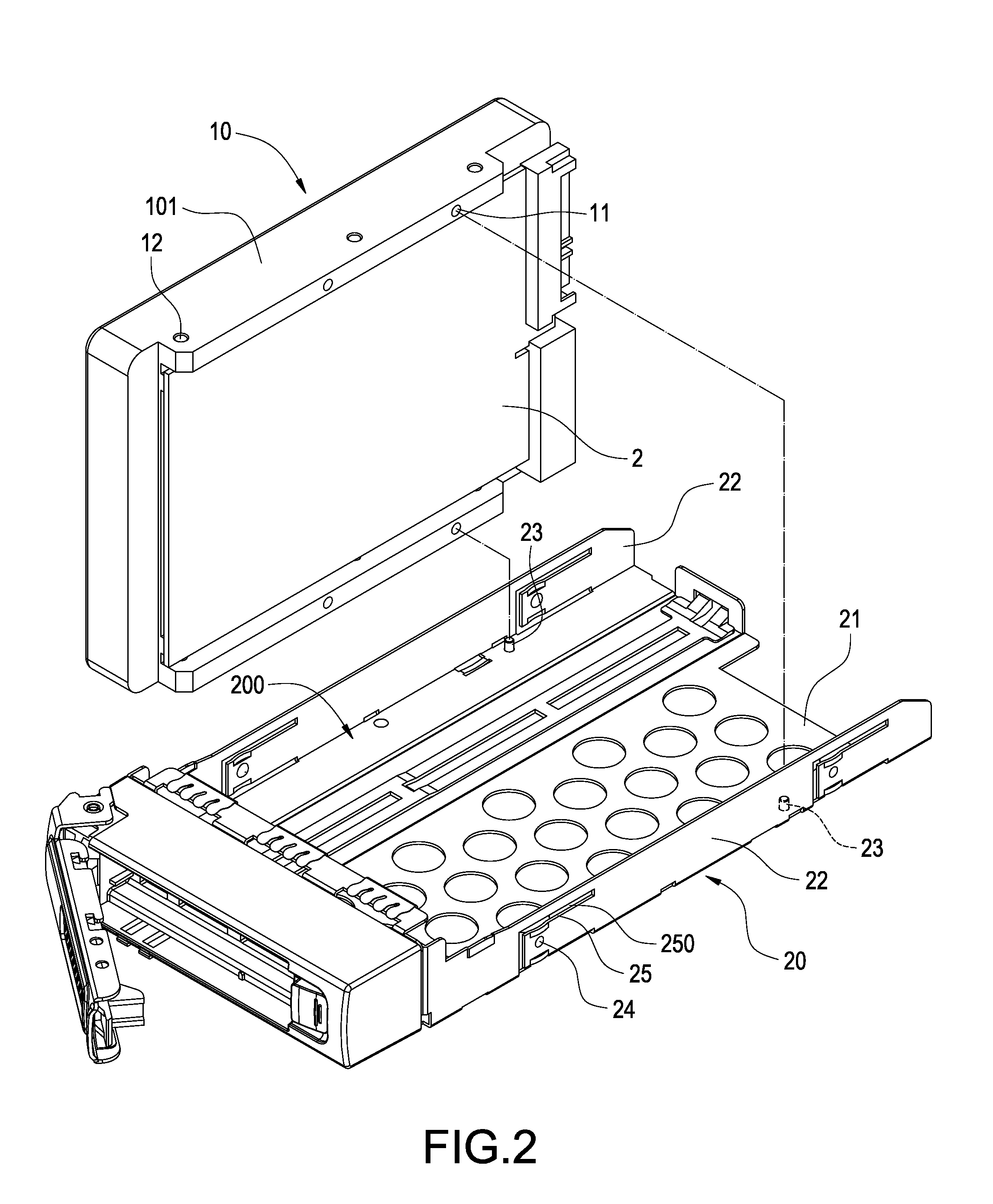 Positioning structure for removable hard drive