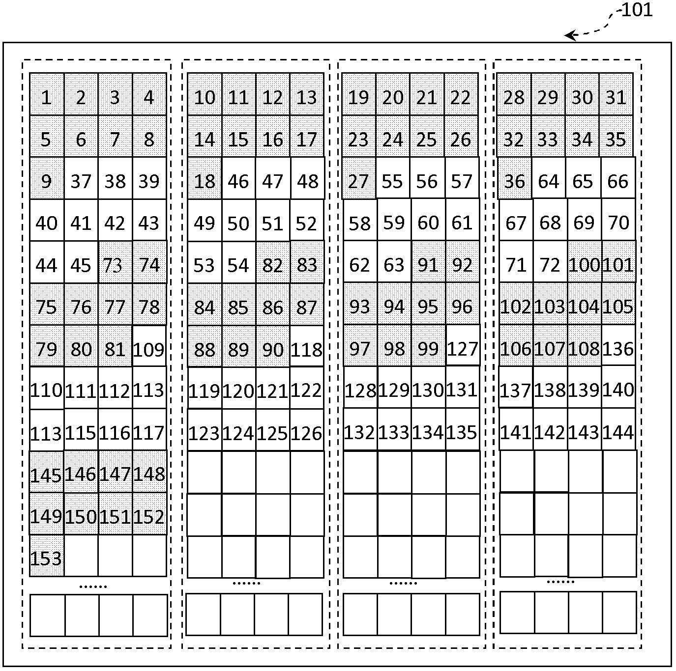 Parallel filtering method and corresponding device