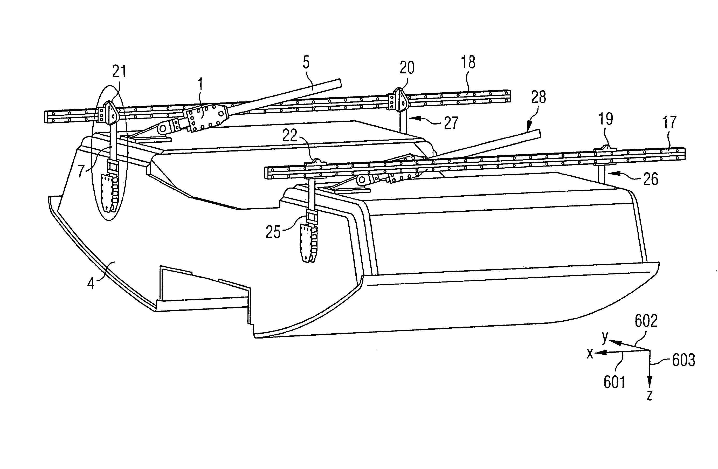 Mounting device for interior equipment in aircraft