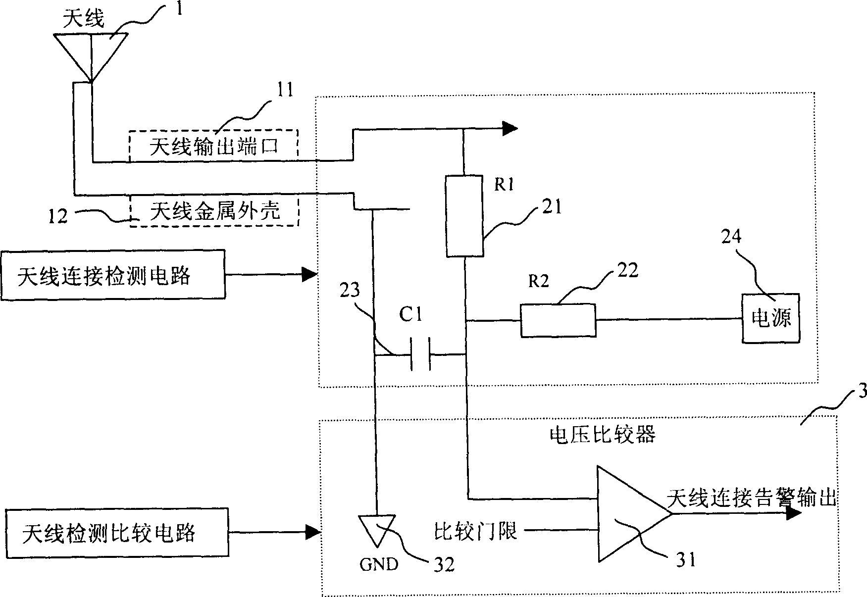 Method and device for detecting connection state of antenna and feed line