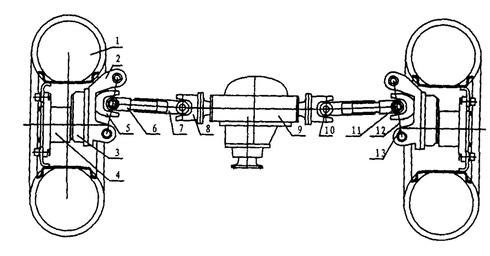 Steering drive axle with independent suspension and single cross axle wheel-side transmission