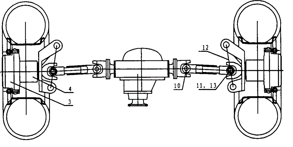 Steering drive axle with independent suspension and single cross axle wheel-side transmission