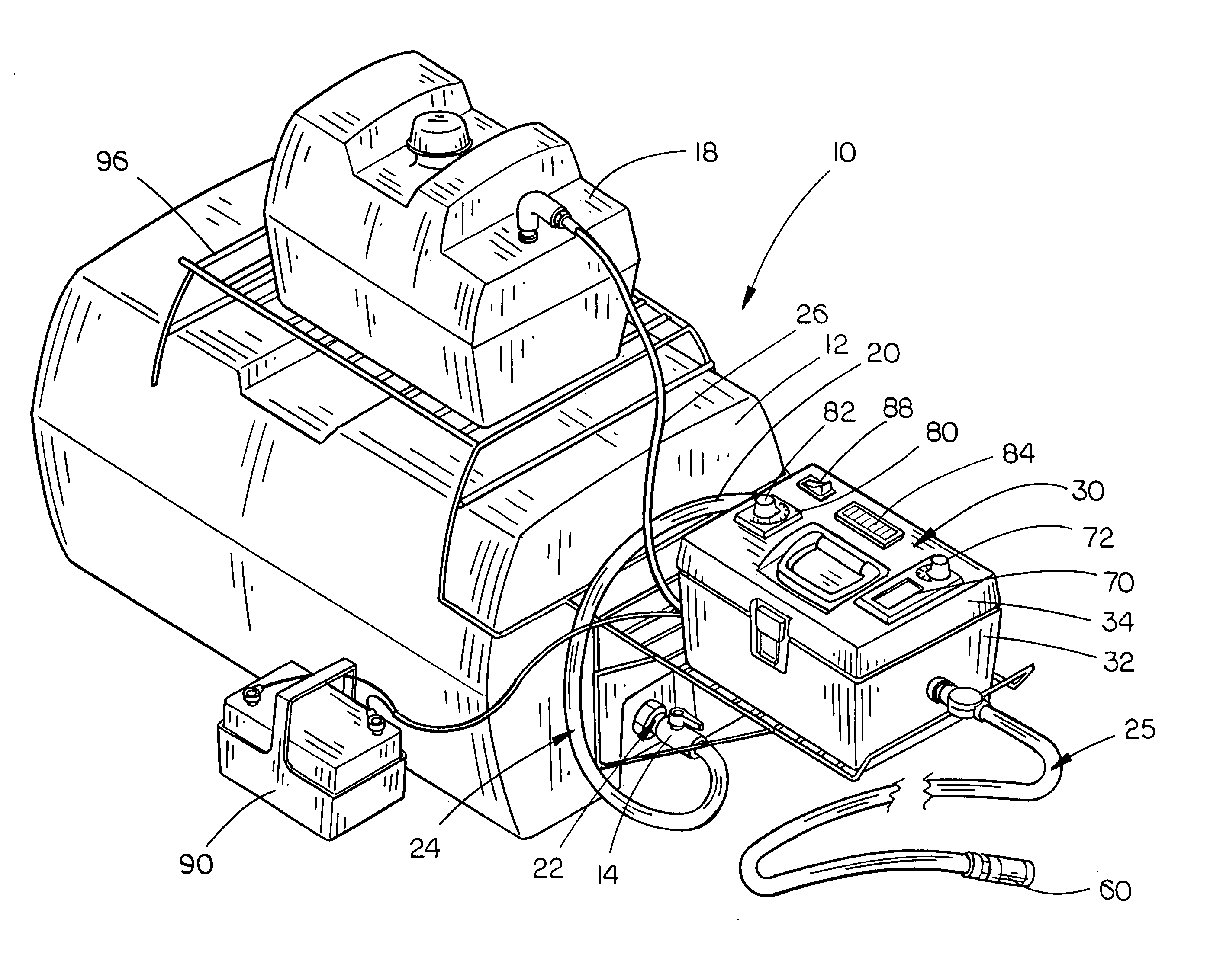 Portable toilet chemical recharge pumping system