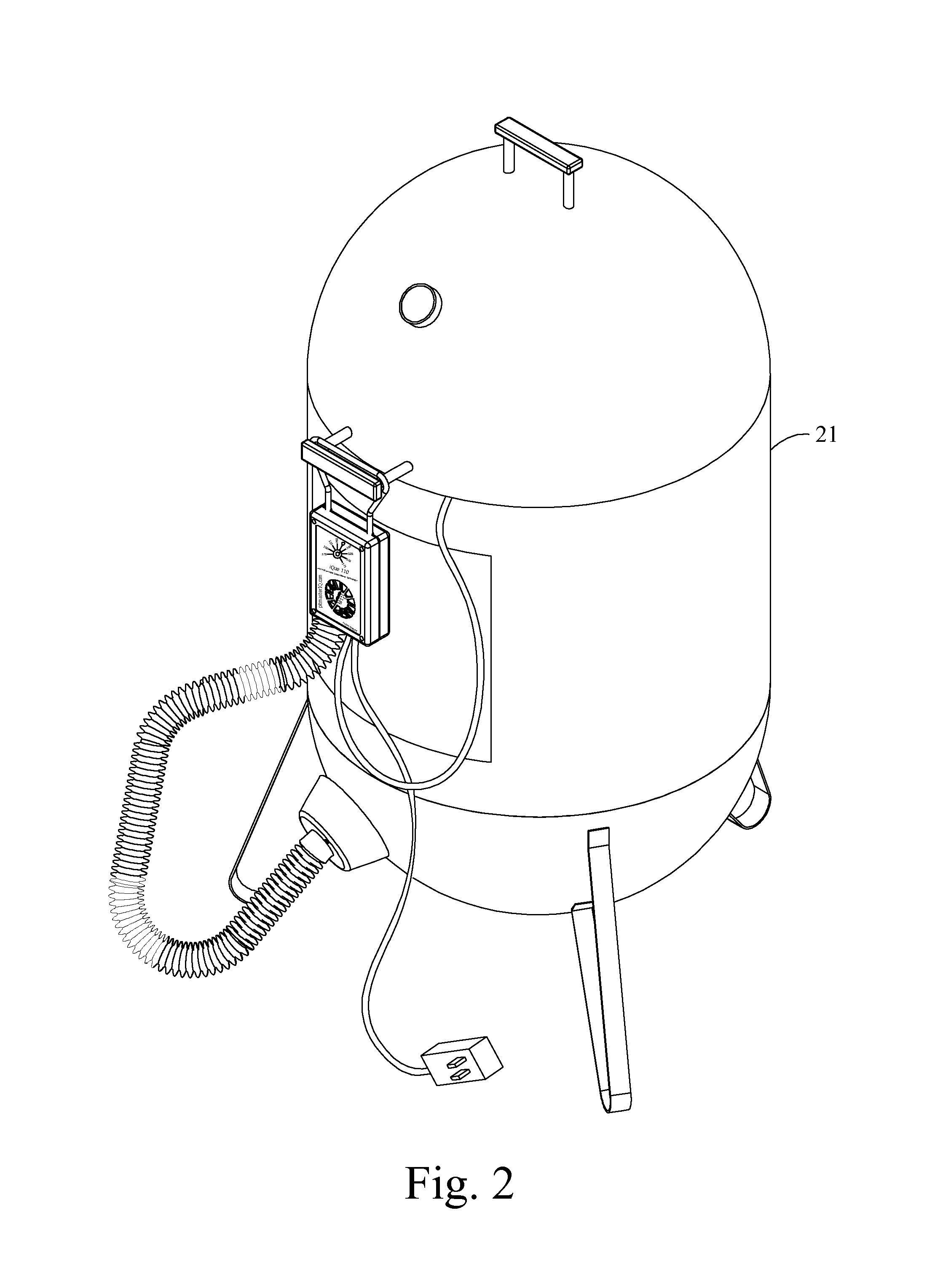 Automatic temperature control device for solid fuel fired food cooker