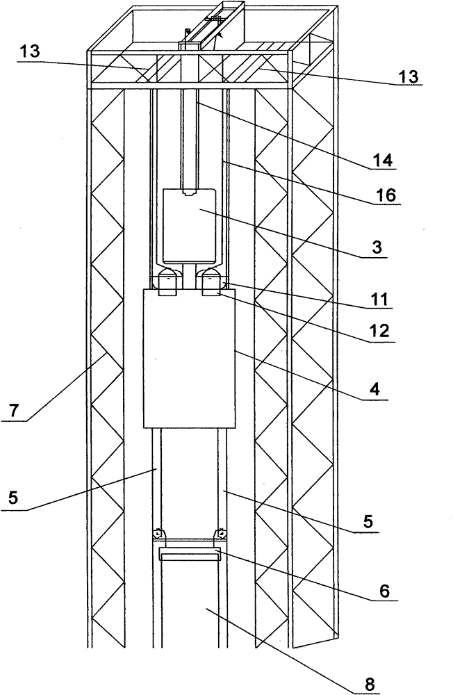 Pile sinking device and pile sinking method for prestressed centrifugal pipe piles by hydraulic method in middle excavation