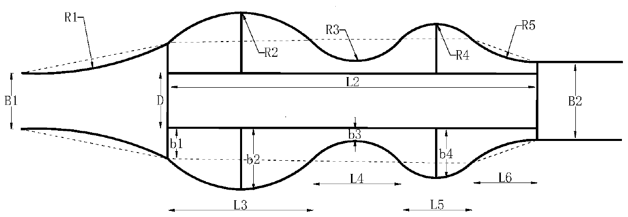 Arc-shaped division type stilling pool