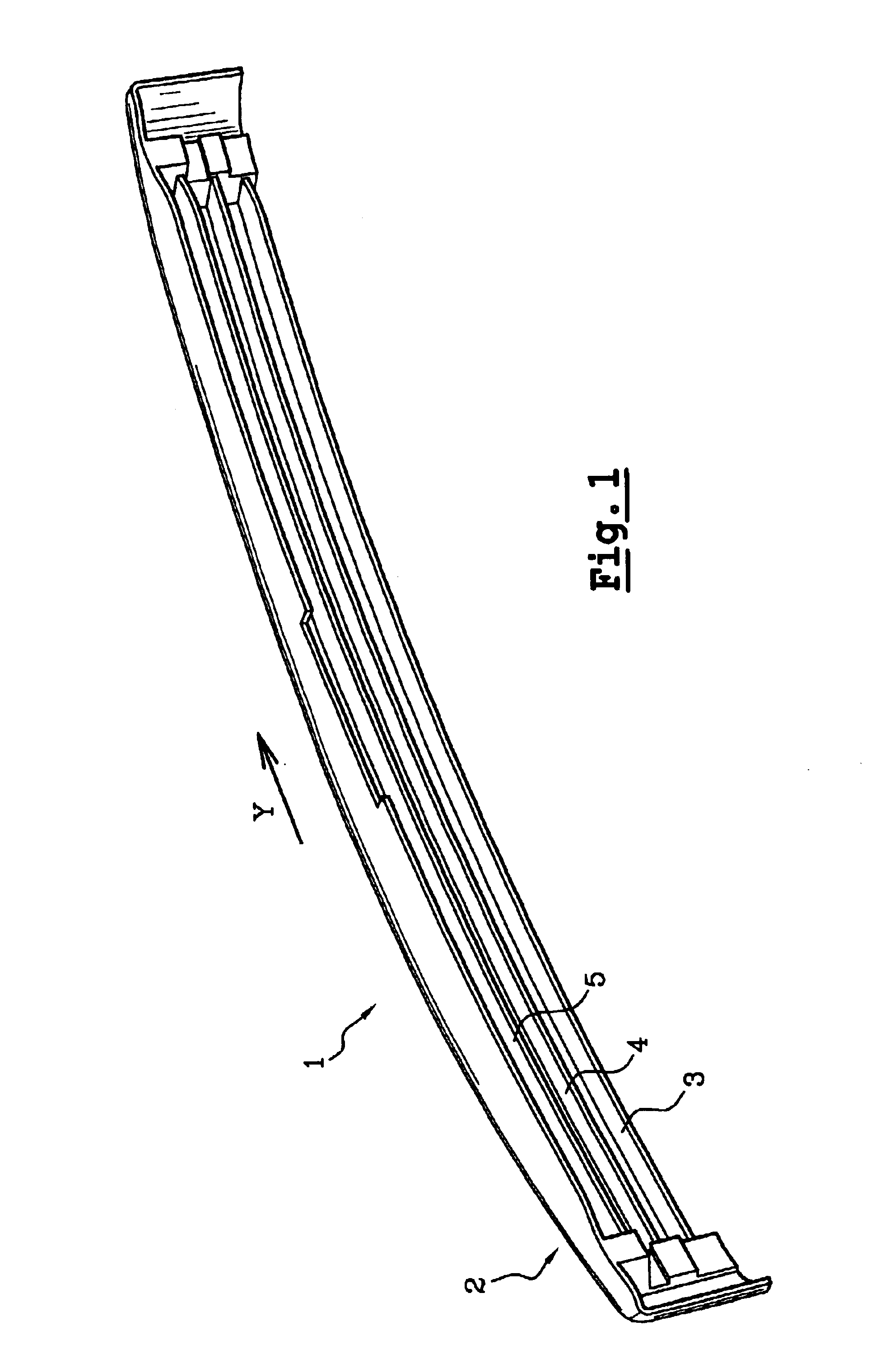 Energy absorber for interposing between a rigid beam and a bumper skin, and an energy-absorbing assembly