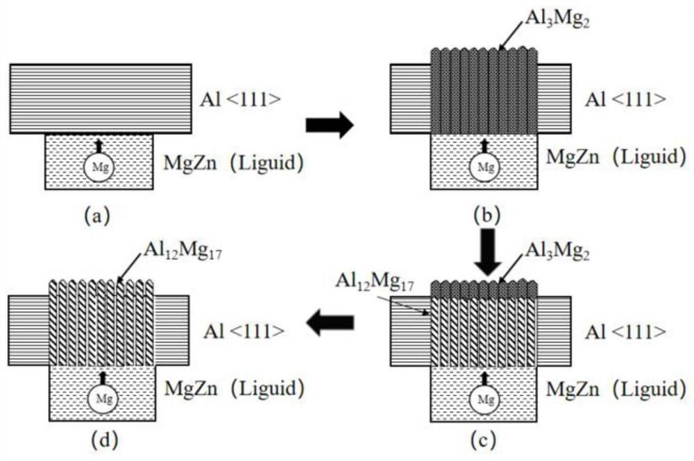 Method for preparing metal nanowire array on the basis of interface reaction and solid-state phase change