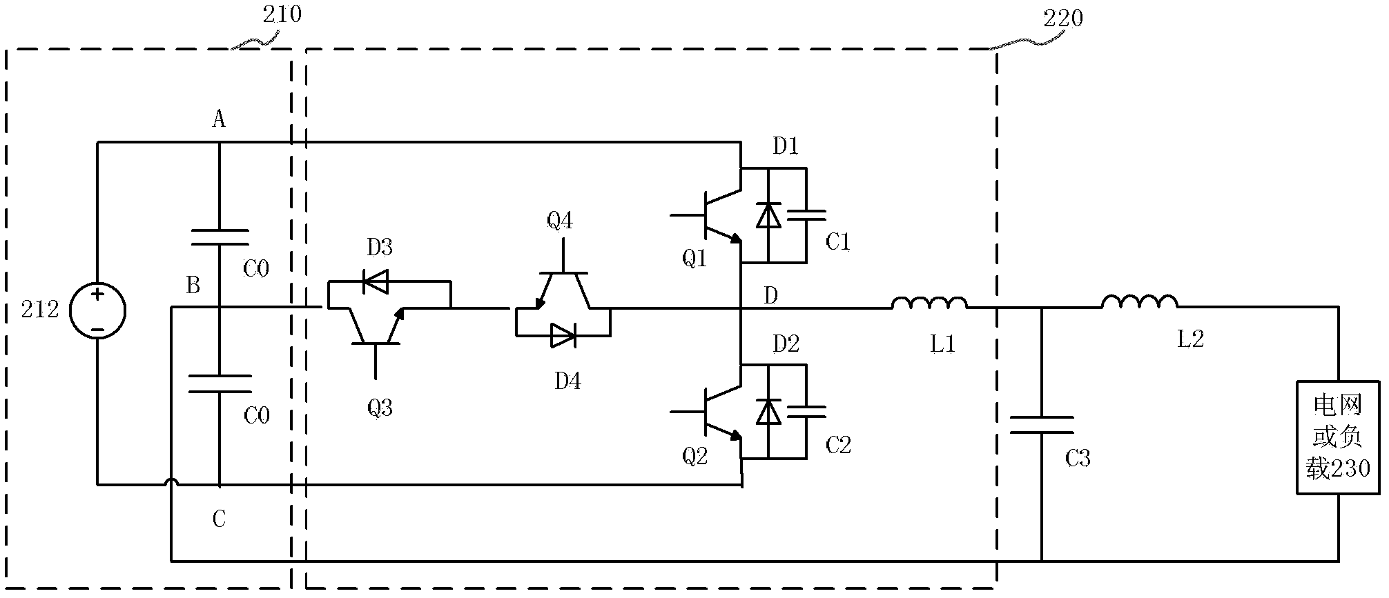 Three-level inverter circuit