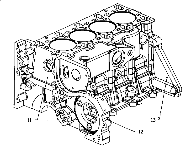 Diesel engine cylinder block of sedan and casting method thereof