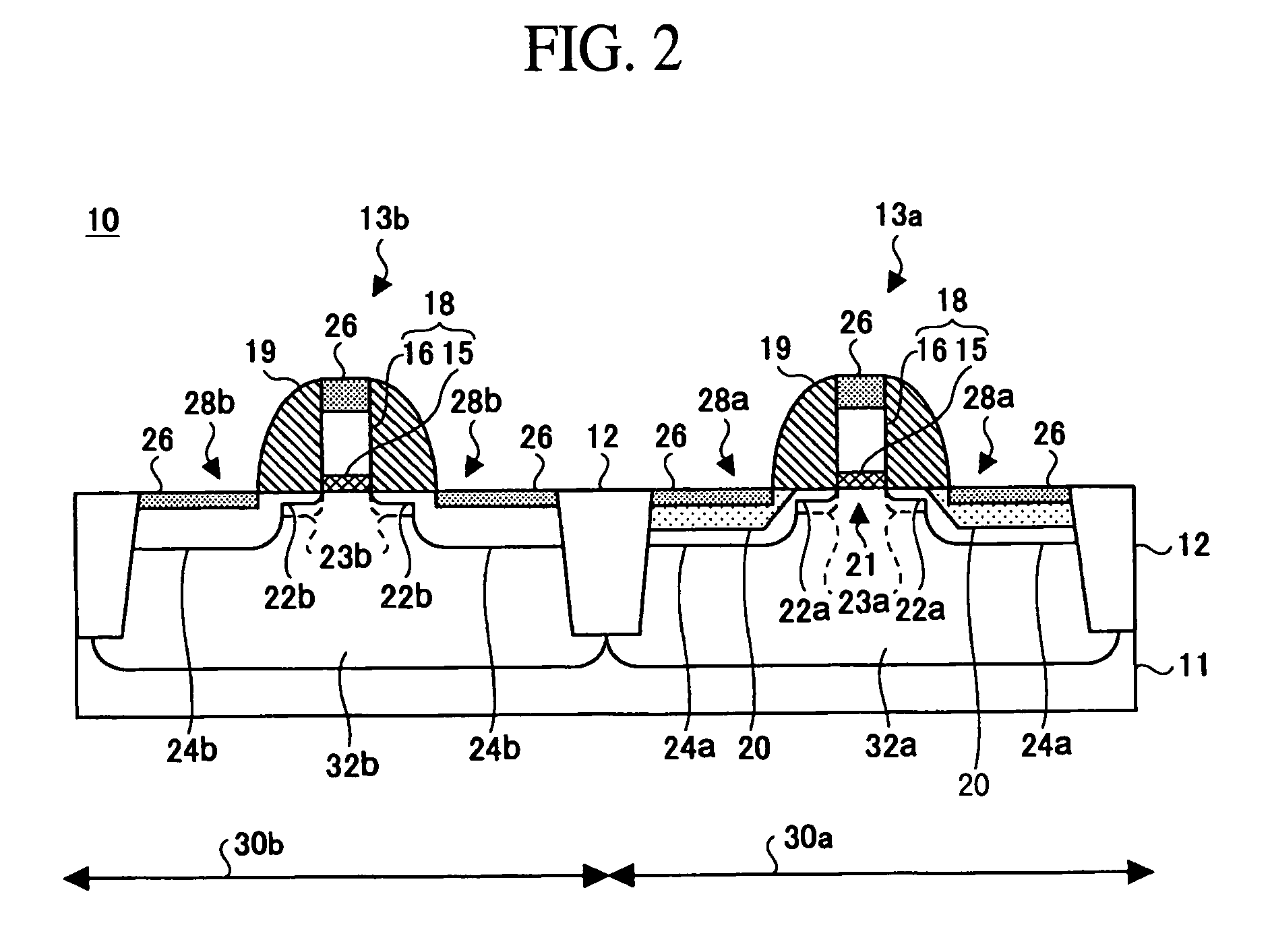 Method of fabricating a complementary semiconductor device having a strained channel p-transistor