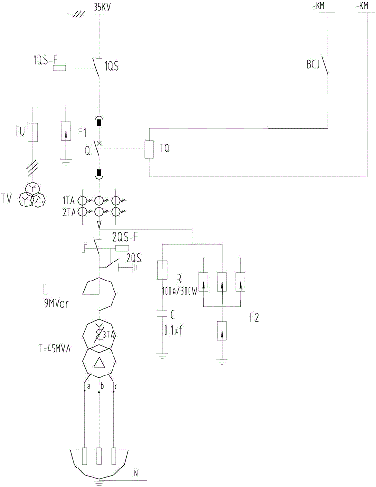 An electric arc furnace transformer secondary side overcurrent protection circuit