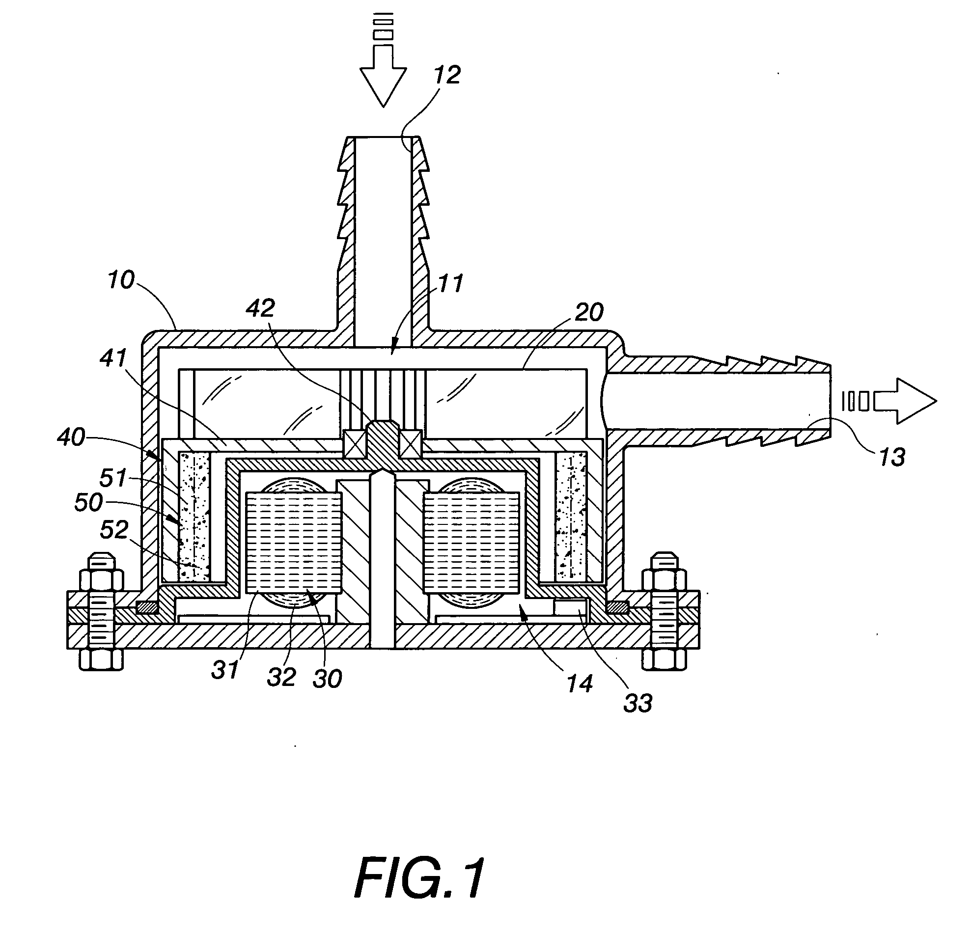 Outer-rotor-driving pump having annular ferrite magnet with grain alignment on its inner periphery