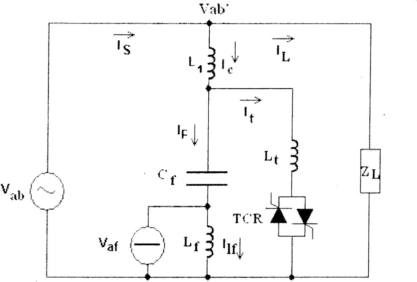 A TCR static passive compensation device with T active power filter structure