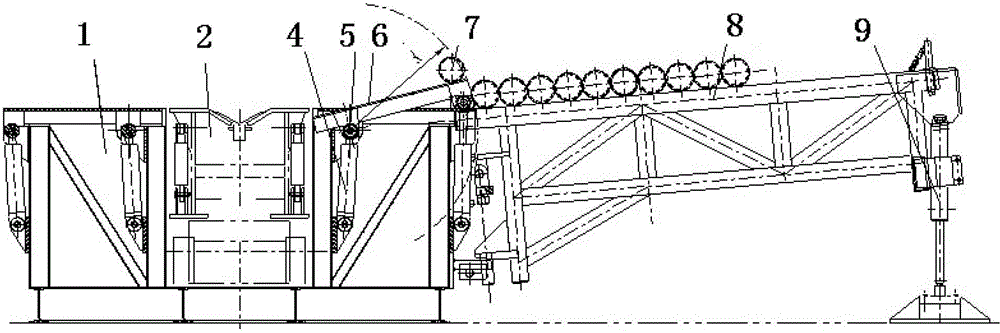 Motive power catwalk pipe wane and pipe loading method of motive power catwalk pipe wane