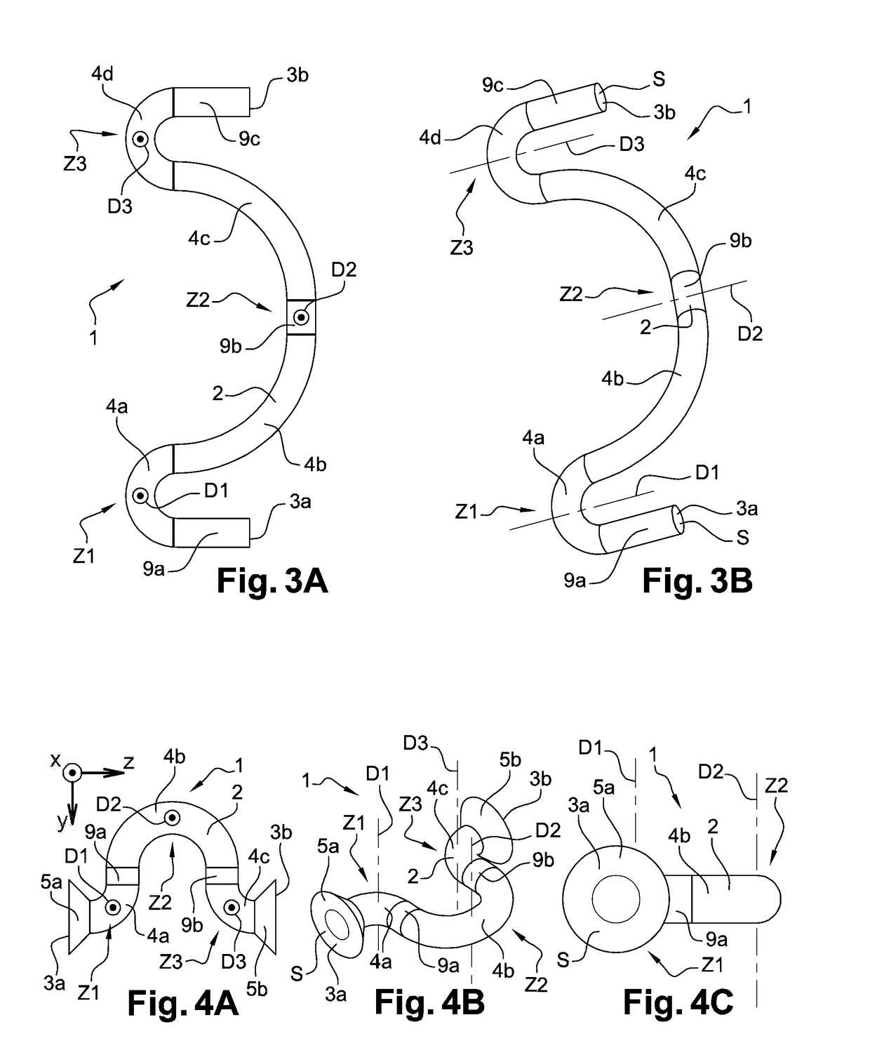 Connector for matrix connection between a housing and a support, comprising a bent main body